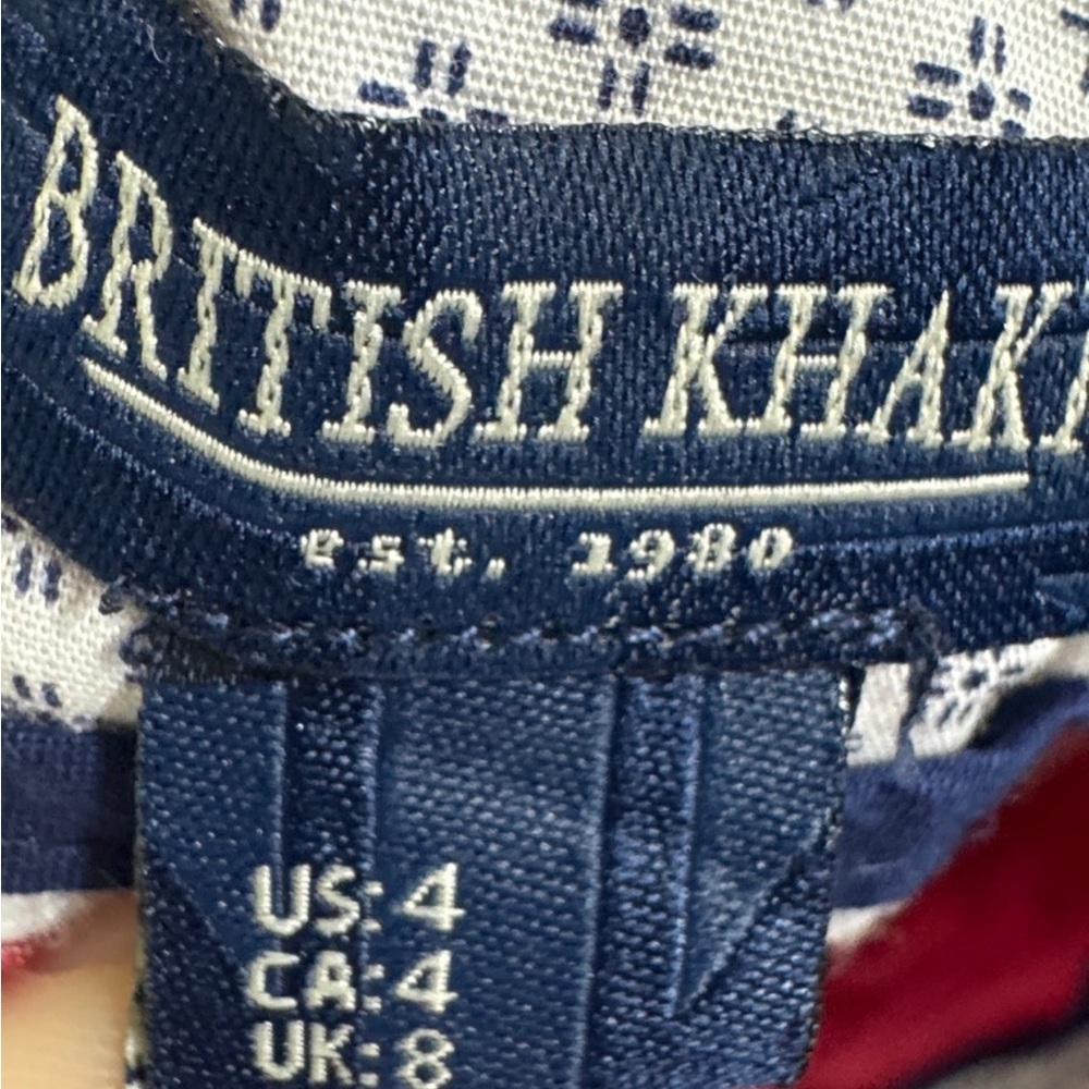 British Khaki Pink Sailboat Embroidered Stretch Shorts Size 4 - Picture 4 of 5